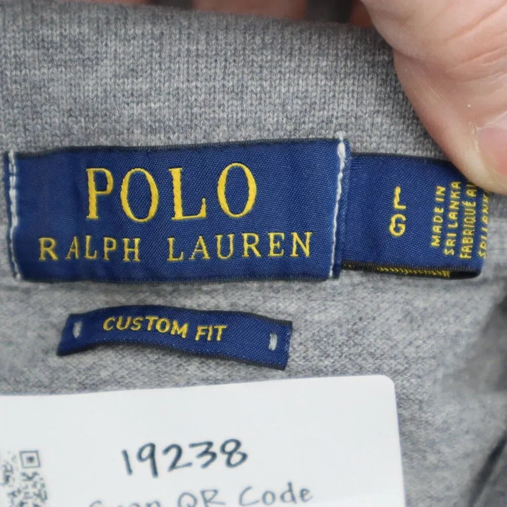 Ralph Lauren Shirt Mens L Gray Custom Fit Chest Button Short Sleeve Collared Top